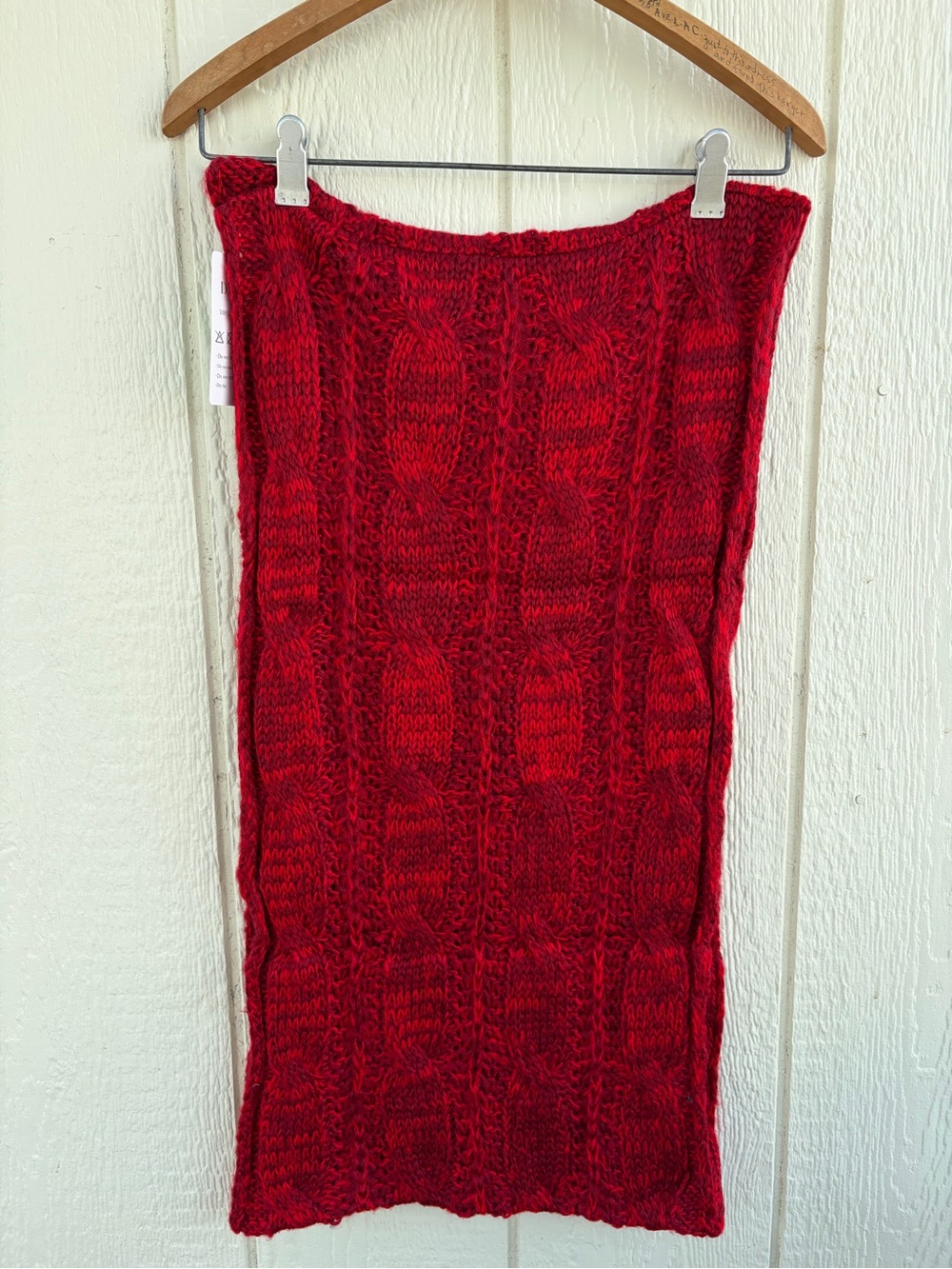 Unisex Large warm knitted long winter scarf Red